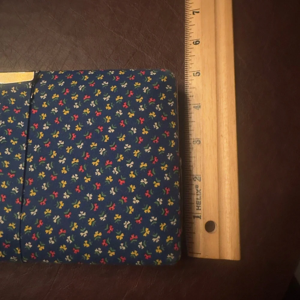 Vintage 1960s 70s Travel Jewelry Case Box Floral Fabric Mirror Organizer Vanity